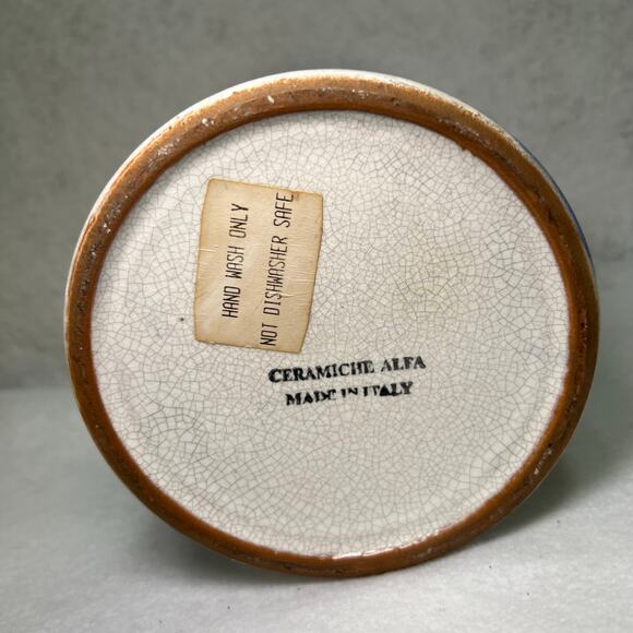 Crate & Barrel Ceramiche Alfa Hand Painted Crock Wine Utensil Holder Blue Fruit - Picture 5 of 6